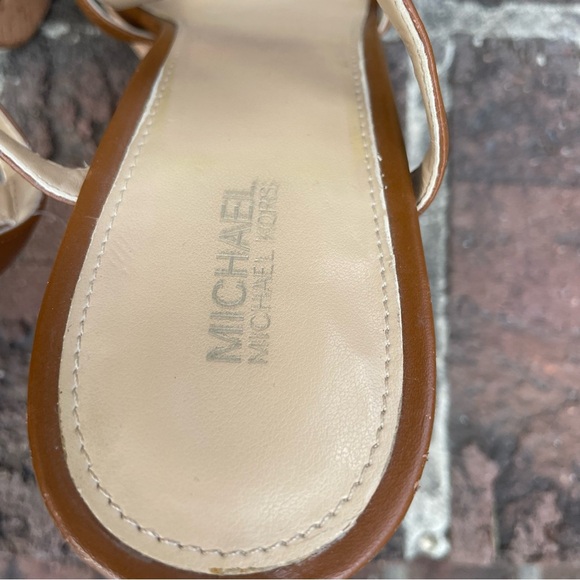 Michael Michael Kors Brown Leather Strappy Cork Heeled Platform Sandals Size 11M - Picture 11 of 15